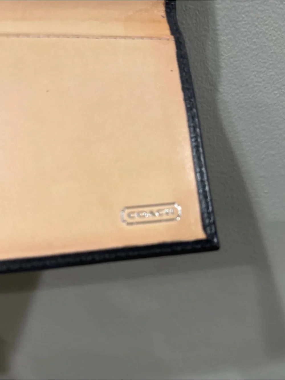 Coach Checkbook Cover Wallet Bi-Fold Soft Leather Pen Holder Black